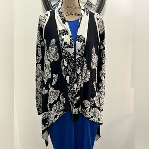 BCBG Maxazria black & cream open flowy cardigan Size xs/s